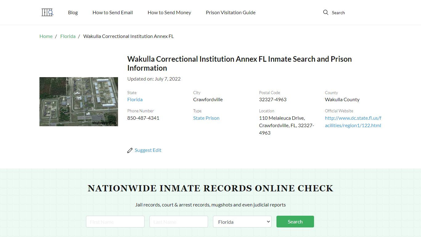 Wakulla Correctional Institution Annex FL Inmate Search ...