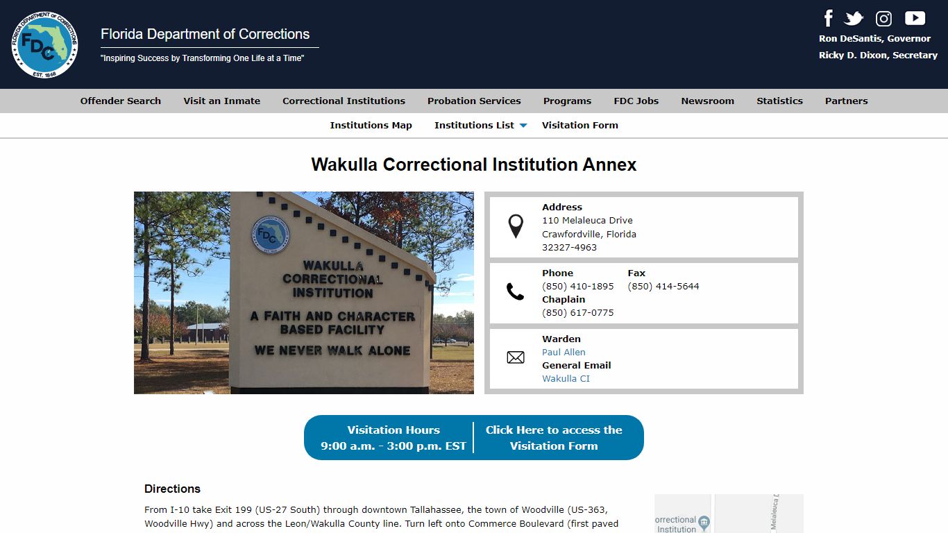 Wakulla Correctional Institution, Annex -- Florida ...